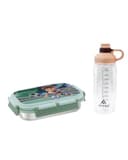 ATTRO Prime Uranus Lunch Box with Hydra Water Bottle, School Tiffin Combo,Peach Green 2