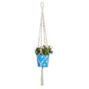 TrustBasket Blue Round Dotted Planter with Macrame Cotton Contemporary Hanger | Rope Flower Pot Holder for Indoor Outdoor Hanging Planter Basket - Pack of 1 2
