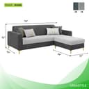CASASTYLE Noviq 4 Seater L Shape Sofa Set with Movable Ottoman | Flexible Left or Right Layout | Cozy Velvet Fabric | Soft Touch Seating | Modern Designer Sofa for Living Room (Dark Grey-Light Grey) 2