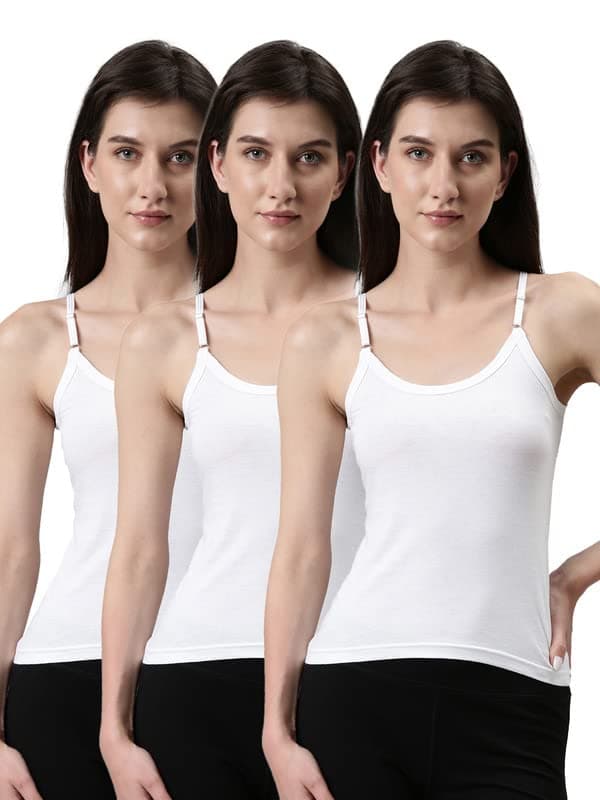 Dixcy Slimz Solid Slim Fit Scoop Neck Sleeveless Cotton Camisole for Women