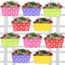 TrustBasket Dotted Oval Railing Planters (Magenta, Purple, Green, Red, Yellow) - Set of 10 1