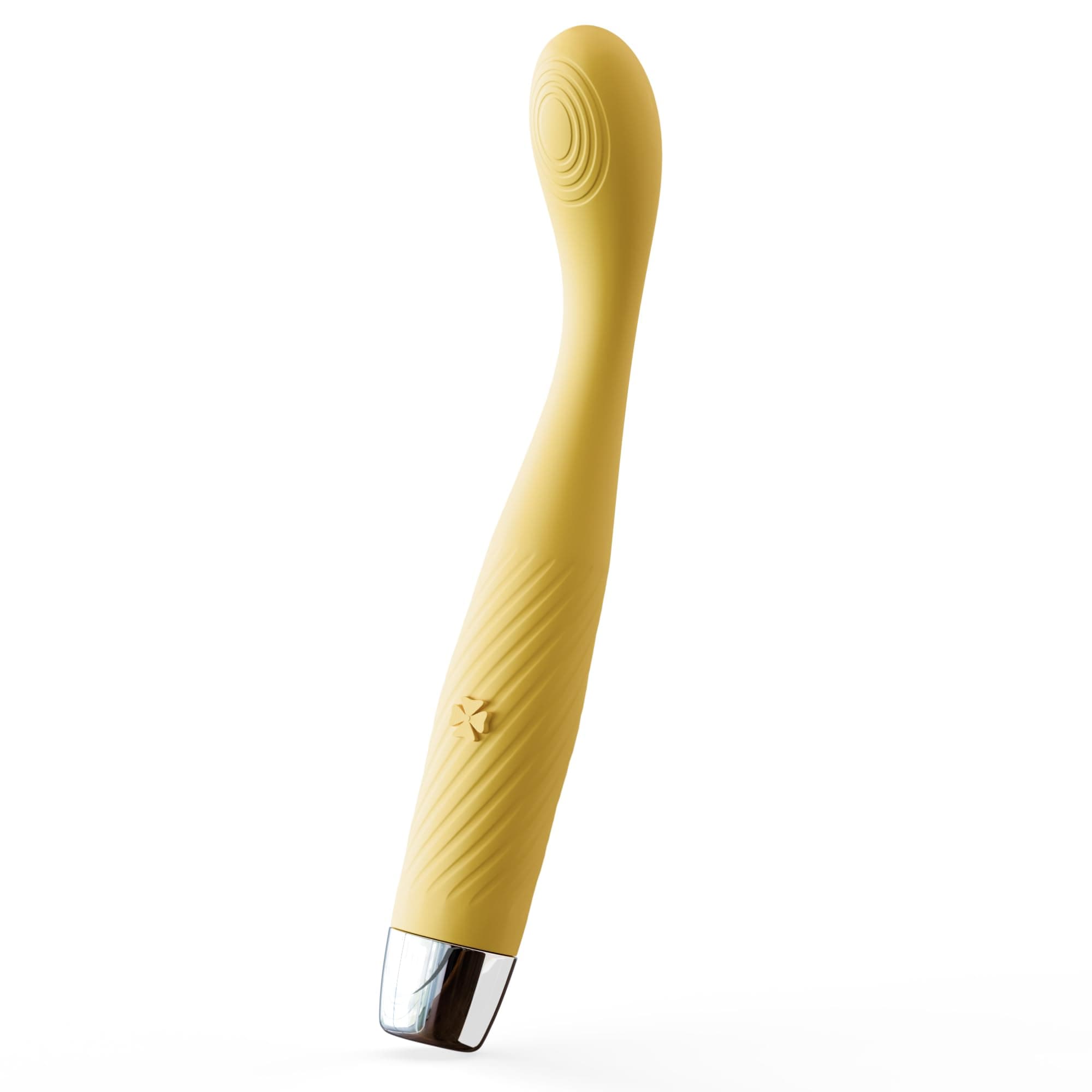Zyllion Groove Rechargeable Body Massager – Wireless Handheld Full Body Pain Relief Massager with Medical Grade Silicone & 10 Vibration Patterns (Yellow)