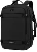 Wesley Luxur 45 Ltrs Overnighter Expandable Travel Laptop Backpack, Flight Cabin Approved Carry On with 16 inch Laptop Compartment, Anti Theft feature business/Travel/Weekender/college Charcoal Black 1