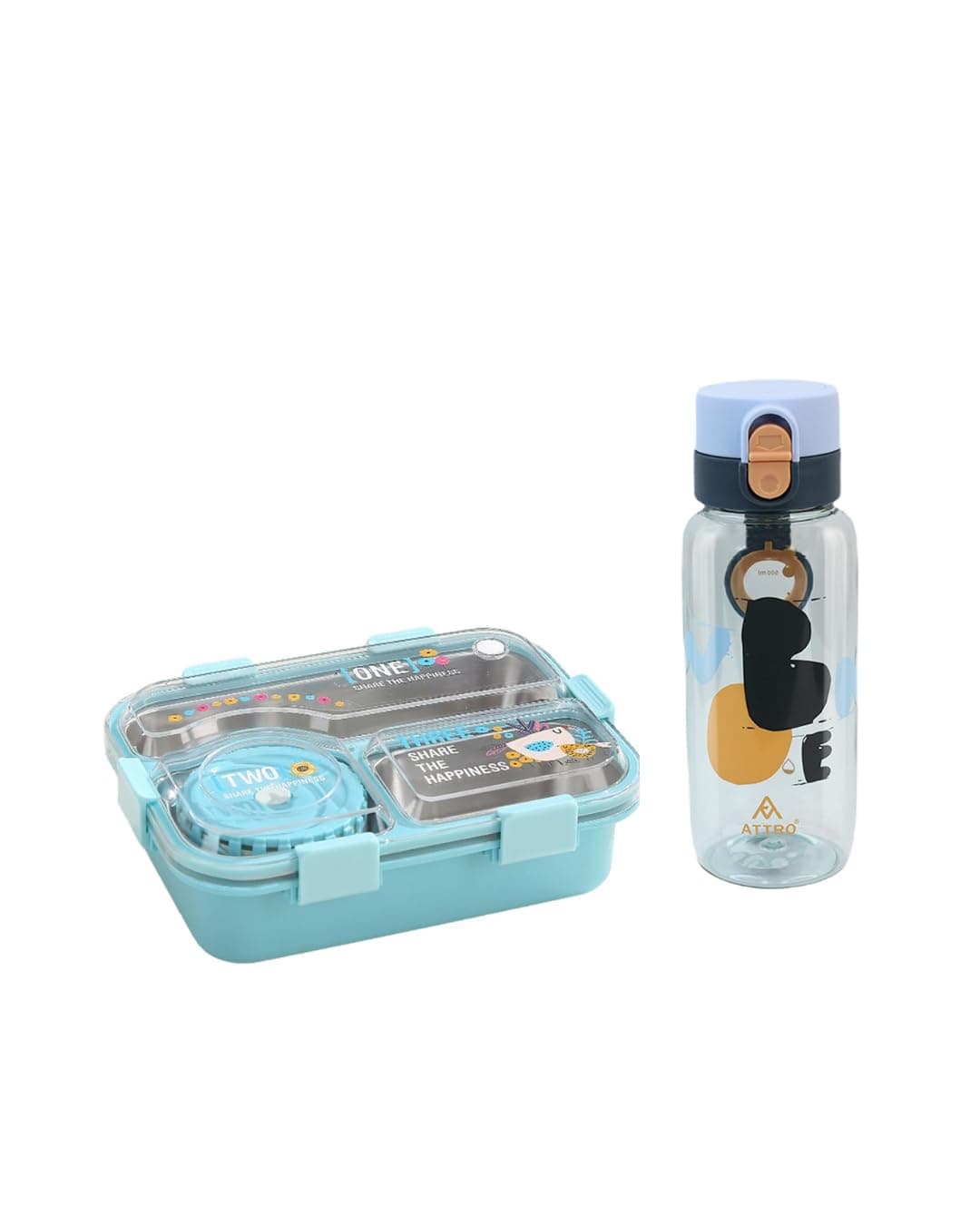 ATTRO Prime Jupiter Lunch Box with Ben Water Bottle, School Tiffin Combo, Blue
