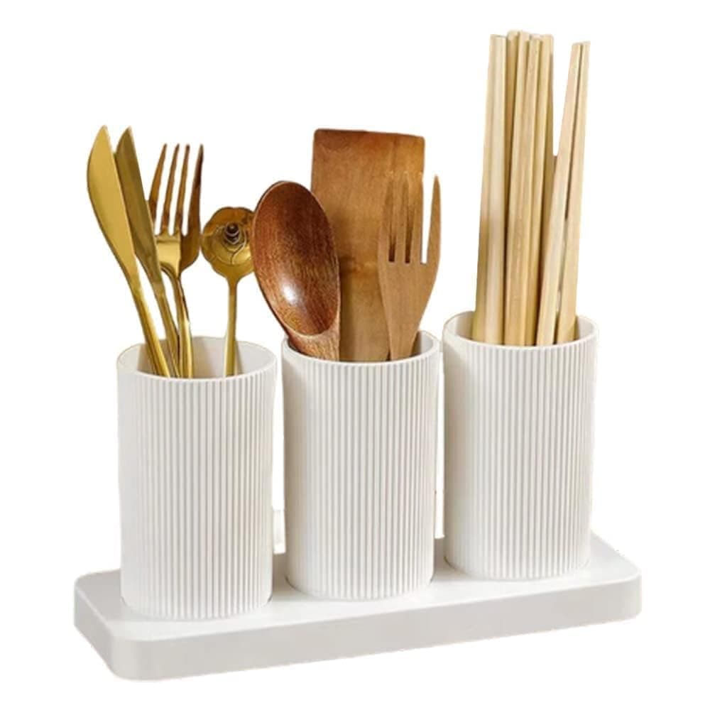 Xmart India Kitchen Organizer - Plastic Self-Draining Cutlery Holder Stand for Spoon, Knife, Fork, Chopsticks - Utensil Storage Box for Kitchen & Dining Table Storage & Organizers, 23x8x12 cm