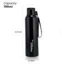 Nayasa Pristine 700ml Water Bottle | BPA-Free Plastic with Insulated Stainless Steel Inner | Leak-Proof Twist Cap | For Office, School, Gym, Travel, and Outdoor Use | Black 3