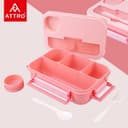 ATTRO Proton 4 Compartment Lunch Box with Small Container & Spook, Fork Included Snap Lock Design Leak-Proof BPA Free Food Grade-1550ml Peach 2