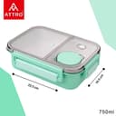 ATTRO Smart 2 Compartment Lunch Box with Small Container Spoon & Fork Included Snap Lock Design Leak-Proof BPA Free Food Grade- 750ml Mint Green, Plastic 4