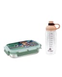 ATTRO Prime Uranus Lunch Box with Hydra Water Bottle, School Tiffin Combo,Peach Green 1