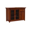 Solid Sheesham Wood Sideboard Cabinet with Acrylic Glass Doors & Storage Drawer | Multipurpose Storage Unit for Living Room & Dining Area (Honey Finish) 5
