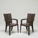Nilkamal Plastic Chair for Living room with Arm |Set of 2 | 3 Year Warranty | For Home, Living Room, Outdoor | Weather Brown Colour | CHR2225 1