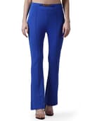 POPWINGS Solid Full-Length Polyester Regular-Fit Trouser Pants for Women for Casual and Semi Formal Wear 1