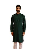 SOJANYA (Since 1958 Men's Cotton Sequinned Embroidered Mustard Long Kurta 1