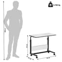 Amazon Brand - Umi Wooden Multipurpose Adjustable Height Adjustable Rolling Side Table with Wheels for Home, Study, Office and Bedroom (Big Size-White) 2