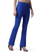 POPWINGS Solid Full-Length Polyester Regular-Fit Trouser Pants for Women for Casual and Semi Formal Wear 3