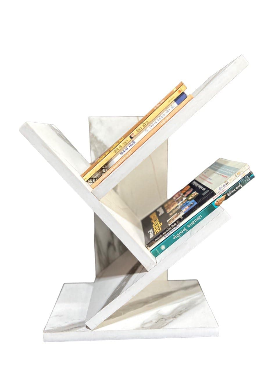 SBF Furniture Engineered Wooden Book Rack,Space Saver Book Shelf for Home Living Room and Office Table Top Free Standing Organizer,Laminated Finish Modern Book Shelve (3 Tier White)