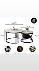 BROWN ART SHOPPEE Round Coffee Table Home Décor Furniture Coffee Table Sets,2 Piece MDF Top ,Stacking Nesting Table with Iron Frame for Living Room Living Room or Lounge (Black & White) 4