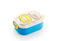 ATTRO Plastic Mighty Lunch Box Comes with 1 Small Container, Stylish Anti Spill Lid & 1 Baby Spoon BPA Free, Food Grade Perfect for School & Outdoor-900ml+100ml Light Blue 1