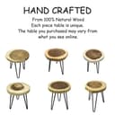 Sheesham Wood Small End Table/Side Table/Plant Stand/Round Stool with Hairpin Legs for Home Decor (Wood Natural) 5