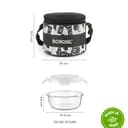 Borosil Nostalgia Borosilicate Glass Lunchbox with Bag | 2 pc Round Container Set (320 ml Each) | Microwave & Dishwasher Safe, Leakproof | Tiffin for Office, School, College | Vertical 2