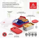 ATTRO Prime Admire 3 Lunch Box with Hydra Water Bottle, School Tiffin Combo,Blue Red 3