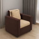 1 Seater Fabric Sofa for Living Room Furniture | Sofa for Home & Office | Fabric Color:- Brown & Cream 1