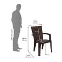 Nilkamal Plastic Chair for Living room with Arm |Set of 2 | 3 Year Warranty | For Home, Living Room, Outdoor | Weather Brown Colour | CHR2225 3