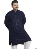 SOJANYA Plus(Since 1958) Men's Cotton Relaxed Fit Straight Radiant Elegance Sequinned Kurta for Navratri, Garba & Puja 1