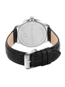 French Connection Heure Noble | Quartz Analog Display | Blue Dial | Black Leather Strap | Watch for Men - FCN0208UBL 5