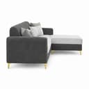 CASASTYLE Noviq 4 Seater L Shape Sofa Set with Movable Ottoman | Flexible Left or Right Layout | Cozy Velvet Fabric | Soft Touch Seating | Modern Designer Sofa for Living Room (Dark Grey-Light Grey) 5