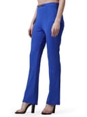POPWINGS Solid Full-Length Polyester Regular-Fit Trouser Pants for Women for Casual and Semi Formal Wear 2