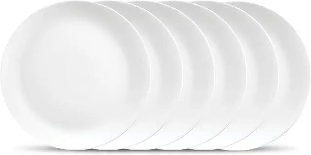 Diva by La Opala, Cosmo Collection, Opal Glass Full Plate Set 11" 6 pcs, Plainware, White