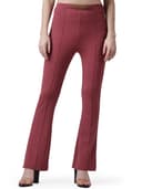 POPWINGS Solid Full-Length Polyester Regular-Fit Trouser Pants for Women for Casual and Semi Formal Wear 1