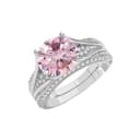 Clara 925 Silver Jino Pink Solitaire Pendant Earrings Chain Ring for Women 1
