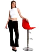 POPWINGS Solid Full-Length Polyester Regular-Fit Casual Bootcut Trouser Pants for Women for Casual Wear 5
