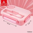 ATTRO Proton 4 Compartment Lunch Box with Small Container & Spook, Fork Included Snap Lock Design Leak-Proof BPA Free Food Grade-1550ml Peach 4