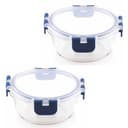 ATTRO Glassox Borosilicate Round Glass Lunch Box with PP Snap Lock Lid Food Storage Container Microwave & Freezer Safe Food-Grade Leak-Proof 400ml Set of 2, White 1