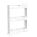 Amazon Basics Slim Rolling Storage Rack – 3-Tiered Shelf Plastic Slide-Out Organizer | Space-Saving, Multipurpose | for Kitchen, Bathroom, Laundry, Pantry & Utility Storage | Floor Standing | White 4