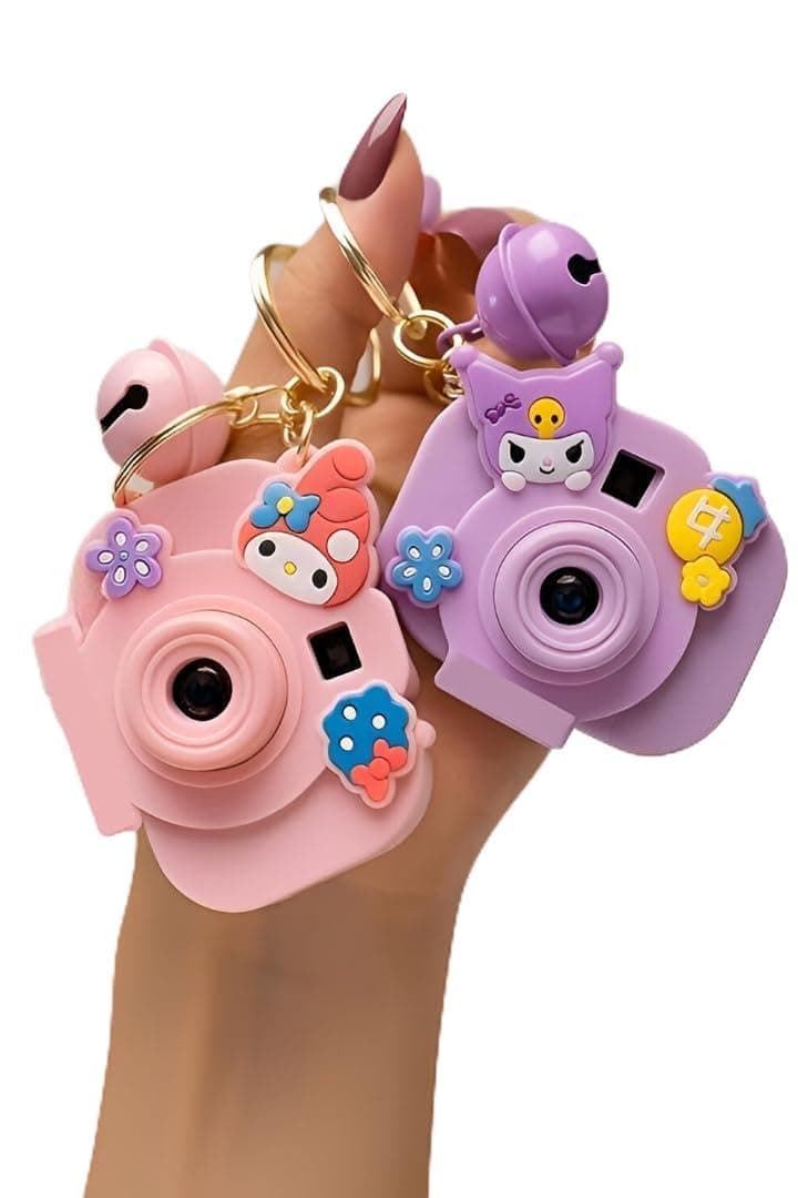 ERBIL Plastic Cute Mini Projector Camera Toy with Bell for Kids and Girls, Kawaii Style Multicolor Design, Light Projection Feature, Fun Cartoon Keychain for Bags, Pouches [ Multicolor ]