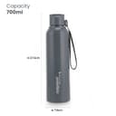Nayasa Pristine 700ml Water Bottle | BPA-Free Plastic with Insulated Stainless Steel Inner | Leak-Proof Twist Cap | For Office, School, Gym, Travel, and Outdoor Use | Grey 3
