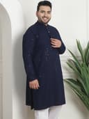 SOJANYA Plus(Since 1958) Men's Cotton Relaxed Fit Straight Radiant Elegance Sequinned Kurta for Navratri, Garba & Puja 3