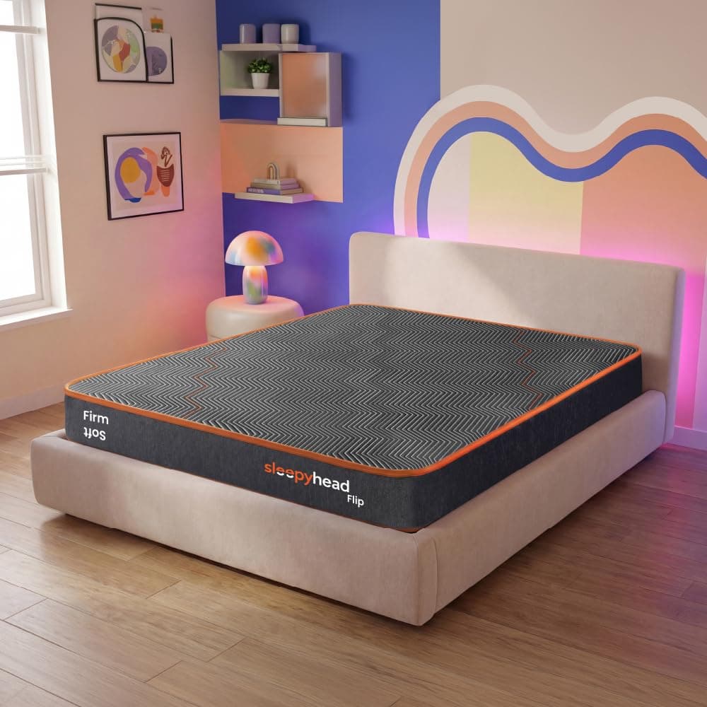 Sleepyhead Flip Designed by Duroflex - Premium Dual Sided High Density Foam King Bed Mattress with Firm & Medium Soft Sides |7 Years Warranty |5 Inch King Size Bed Mattress (72x72x5)