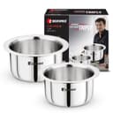 Bergner Tripro Triply Stainless Steel 2 Pcs Tope Set, Stainless Steel 14cm / 1.3 L and 16cm / 1.9 L Tope Set, Less Oil Use for Health Cooking, Even Heat Distribution, Easy to Clean - Induction Bottom 1