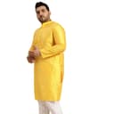 SOJANYA Plus (Since 1958), Men's Navy Blue Silk Blend Long Kurta with Multi Color Embroidery 2