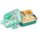 ATTRO Meal Box 2 Layer Stainless Steel Lunch Box Comes with 1 Detachable Tray, 1 Small Container & 1 Spoon Ideal for Kids BPA Free 1120ml+70ml- Sea Green 1