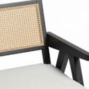 Kingsman Furnitures ABEL Rattan Teak Wood Accent Arm Chair for Home Bedroom, Living, Dining, Drawing Room | Ultra Soft and Comfortable for Stress Free | Removable Cushion (Black-Cream-Boucle) 5