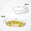 Signoraware Bake 'N' Serve Borosilicate Glass Dish Set| Microwave Safe| Baking & Serving| Crack Resistant| Reheating Food| Ideal Gifting Set (700ml + 500ml| Set of 2| Clear) 2
