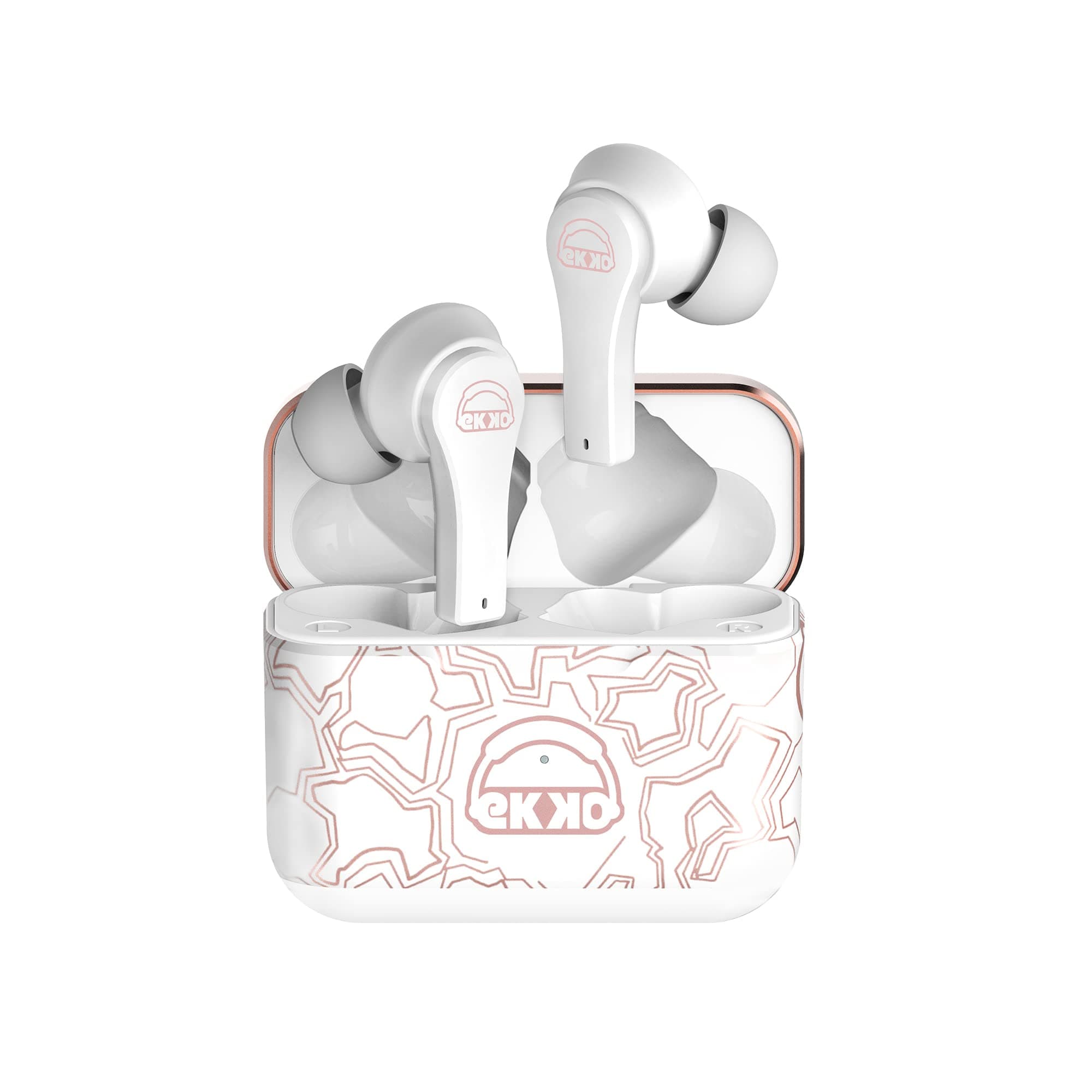 Ekko Earbeats T08 Bluetooth Truly Wireless in Ear Earbuds with mic, ENC Call Noise Cancellation, 40H Playtime,10MM Driver, Twin Connect, Massive Bass, Water Resistance Type C Siri & Google (White)
