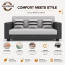3 Seater Fabric Sofa Set for Living Room, Home & Office | Fabric Color:- Grey & Black 3