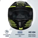 STUDDS Thunder D11 ISI and DOT Certified Full Face Helmet for Men and Women with Clear Visor - Black Fluroscent Yellow L 2